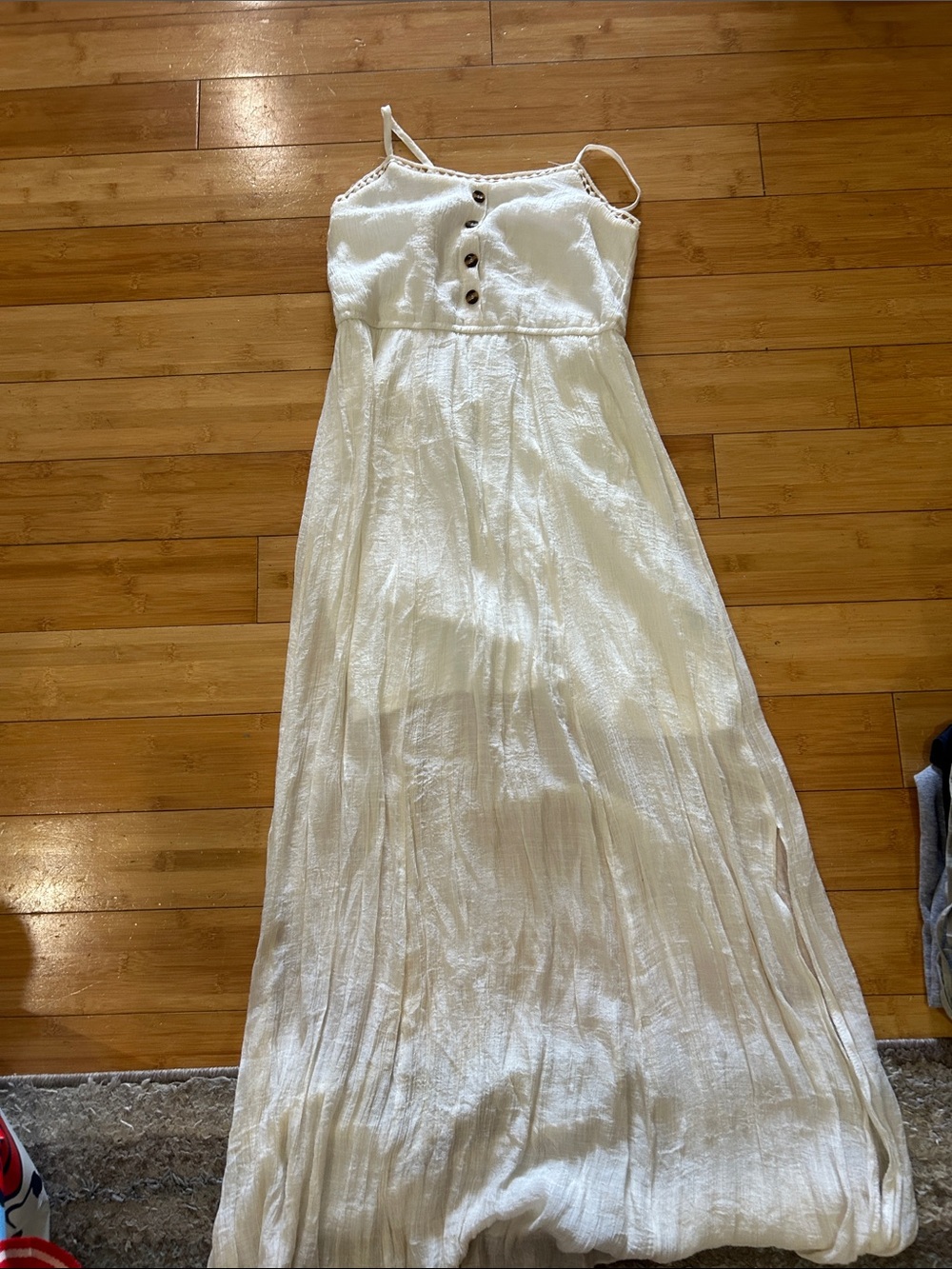 Say What? White Maxi Dress with Button Front